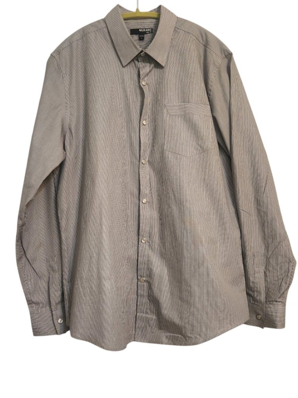 Murano Slim Fit Striped Snap Button Down Men's Shirt Size L